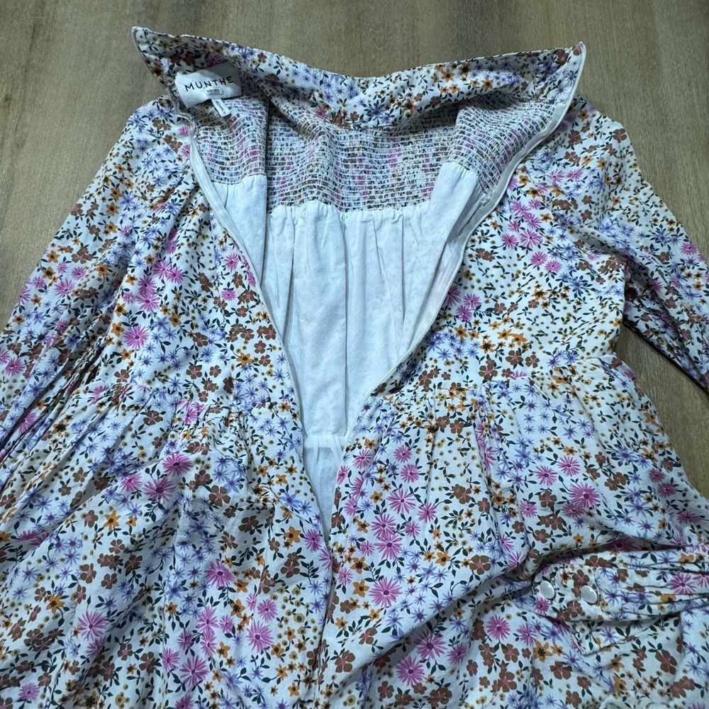 MUNTHE Long‎ Sleeve Mini Babydoll Dress Size 8 Silk Cotton Blend - Picture 11 of 16